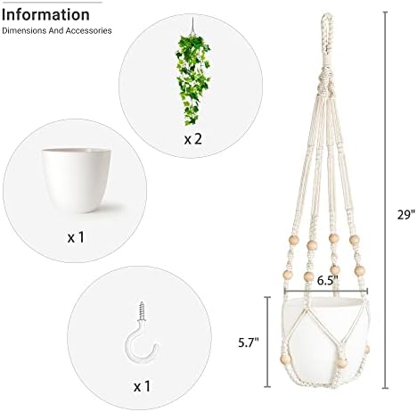 Dahey Fake Hanging Plants with Artificial Vines and Macrame Hanger