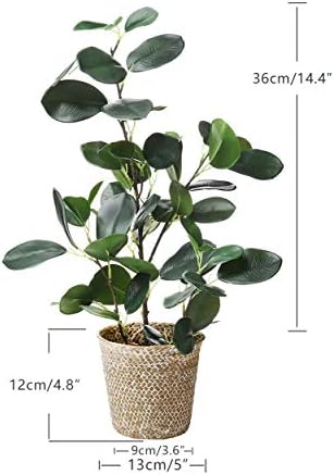SAROSORA Artificial Ficus Tree with Weaved Pot 20 Inch Green