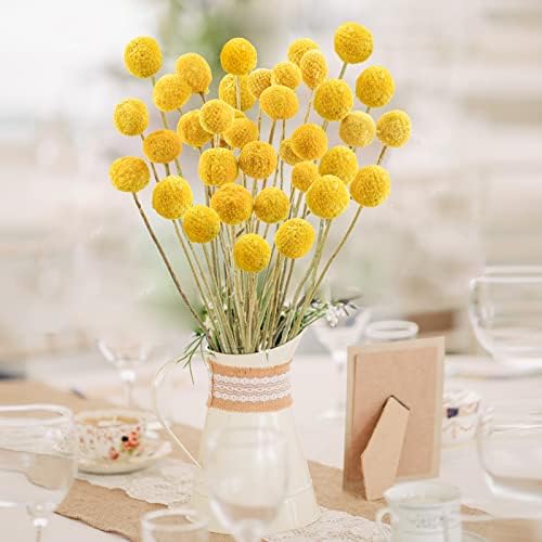 Uieke 30 Pcs Yellow Dried Billy Balls Flowers Bouquet