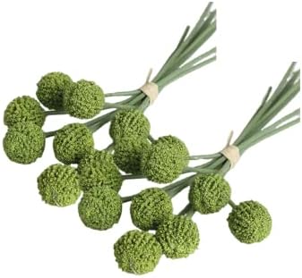 Rikyo 18 Stems Artificial Billy Balls Flower Bouquet 10 Inch Green