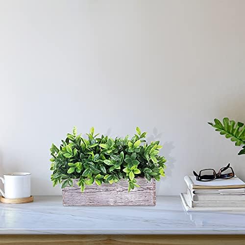 Artificial Eucalyptus Plant in Rustic Wooden Planter Box
