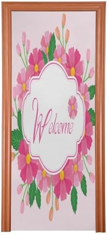 Susiyo Hello Spring Pink Halloween Door Cover 32x79 in