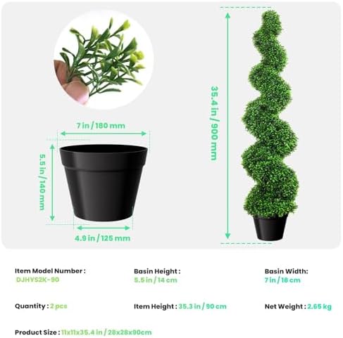 3 Ft Tall Artificial Spiral Topiary Trees Set of 4