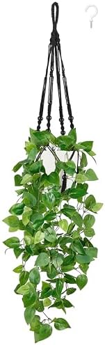 Mkono Artificial Hanging Plant with Pot and Macrame Hanger