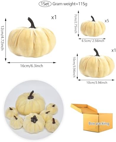 7 Pcs Flannel Velvet Foam Artificial Pumpkins Fall Decor