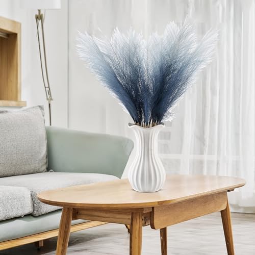 20Pcs Navy Blue Gradient Faux Pampas Grass Decor