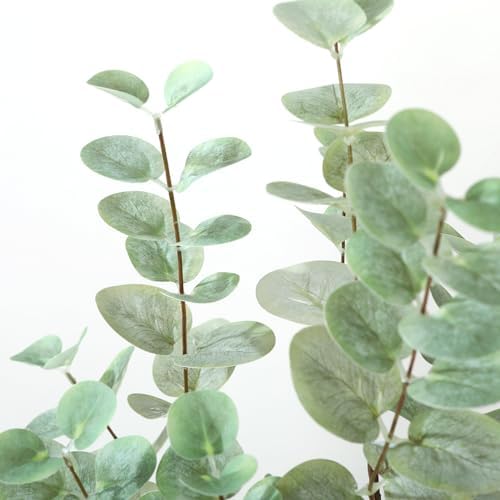 PISKOAN 4ft Artificial Eucalyptus Tree with Natural Wood Trunk and Lifelike Leaves