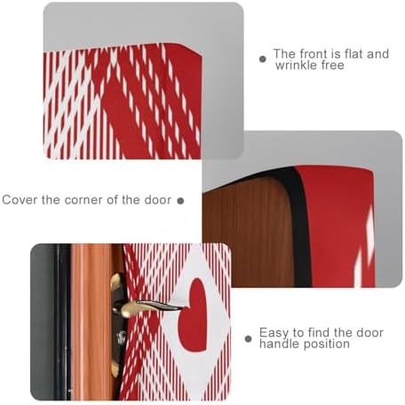 Susiyo Red Heart Plaid Door Cover 35x79 Inch