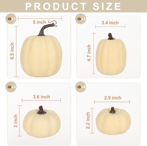 9PCS Cream Artificial Pumpkin Decor Set for Fall