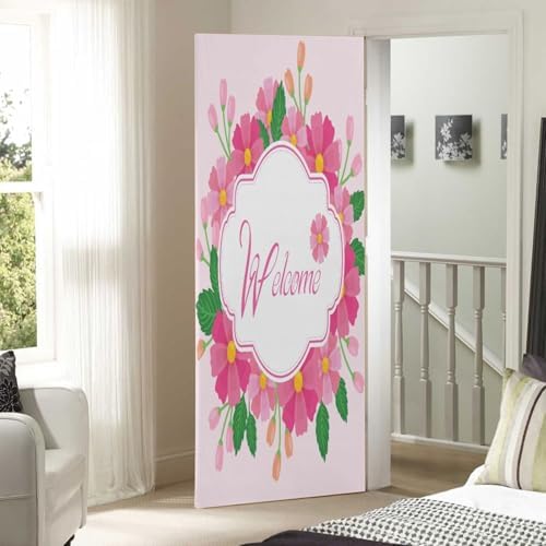 Susiyo Hello Spring Pink Halloween Door Cover 32x79 in