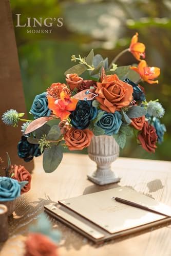 Lings Moment Artificial Flowers Wedding Rustic Teal Fall Combo