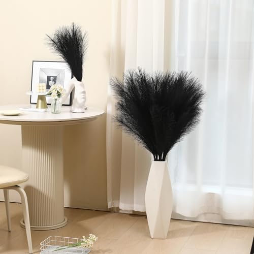 9 Stems Black Artificial Pampas Grass - 38 Inch Tall Decor