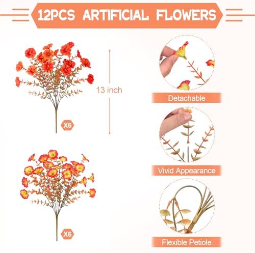 INXUGAO Fake Fall Flowers for Outdoor Decoration
