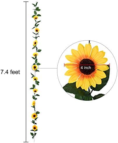 Lvydec 4 Pack Artificial Sunflower Garland