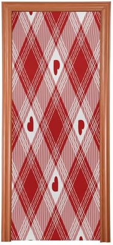 Susiyo Red Heart Plaid Door Cover 35x79 Inch