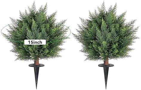 23 Inch Artificial Cypress Topiary Outdoor Plants 2 Pack