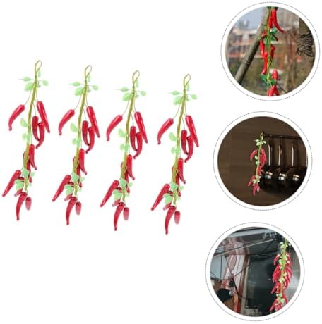 4pcs Hanging Fake Pepper Decorations for Home Kitchen Party