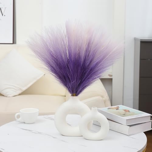 Faux Pampas Grass Decor 177 Inch 6pcs Gradient Purple