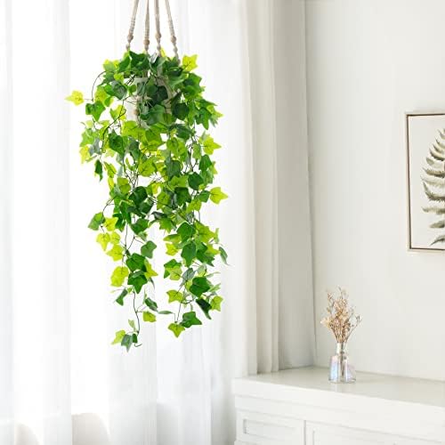 Dahey Fake Hanging Plants with Artificial Vines and Macrame Hanger