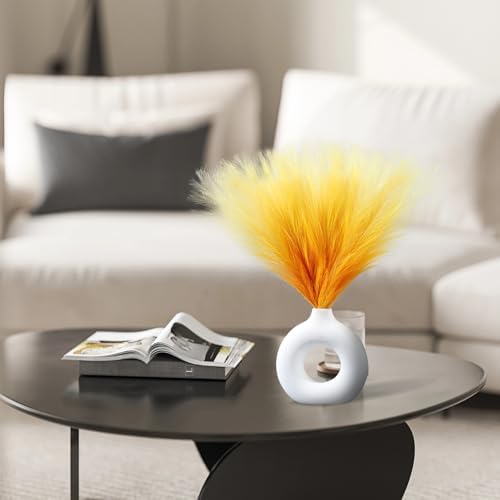 Gradient Yellow Artificial Pampas Grass Decor 177 Inch 6pcs