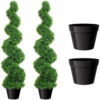 3 Ft Tall Artificial Spiral Topiary Trees Set of 4