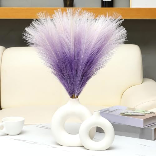 Faux Pampas Grass Decor 177 Inch 6pcs Gradient Purple