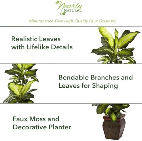 Nearly Natural Golden Dieffenbachia Artificial Plant with Decorative Planter