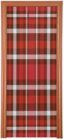 Susiyo Christmas Red Plaid Door Cover for Holidays