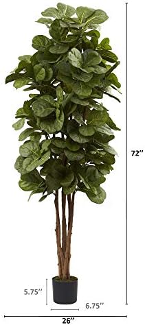 Nearly Natural 6ft Fiddle Leaf Fig Artificial Tree with 6 Trunks 270 Leaves