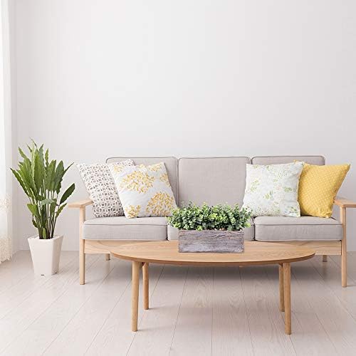Winlyn Faux Eucalyptus Plants in Rustic Rectangular Wood Planter Box