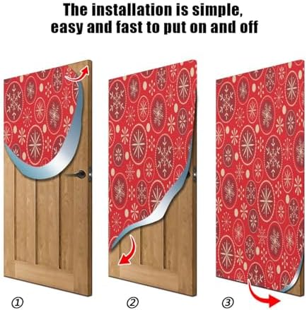 Susiyo Christmas Door Cover with Snowflakes Red Halloween Decor
