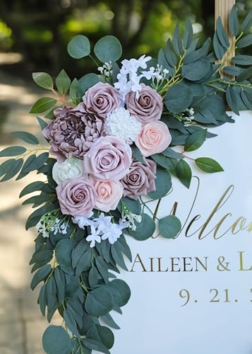 Udoula Dusty Rose Flowers Wedding Arch Swags Set of 2