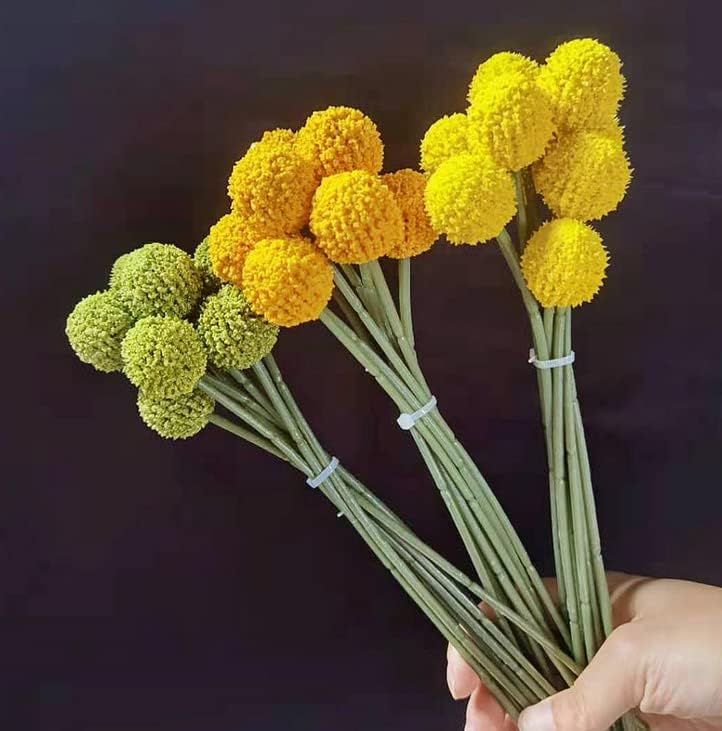 Rikyo 18 Stems Artificial Billy Balls Flower Bouquet 10 Inch Green