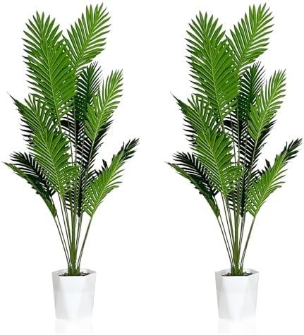 SAJANDAS 2 Piece Artificial Areca Palm Plants 51 Inch