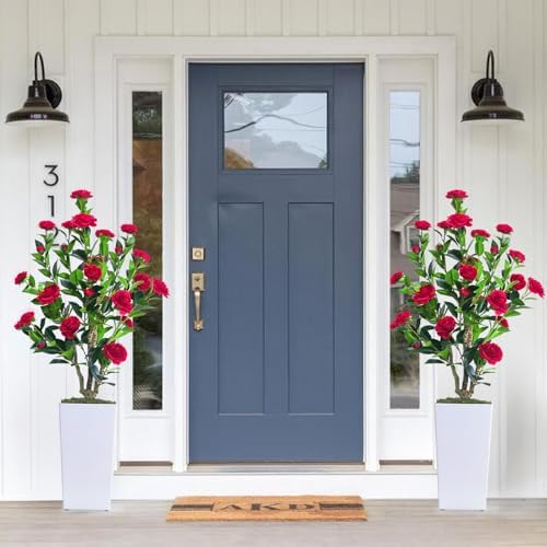 Howngyesimu 4FT Artificial Camellia Tree with Planter