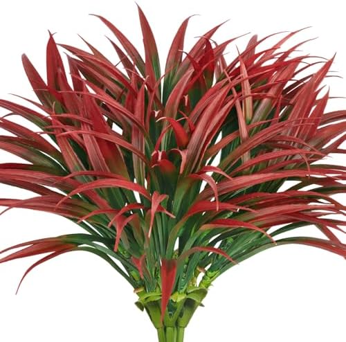 Ouddy Decor 20 Pcs Fake Outdoor Plants Set Red