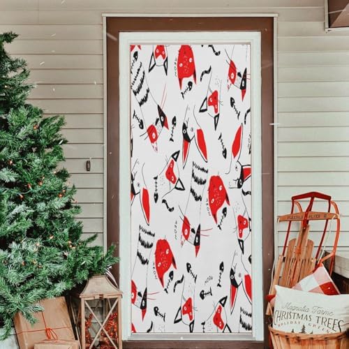 Susiyo Cute Cats Halloween Door Cover Stretch Fabric 32x79 in