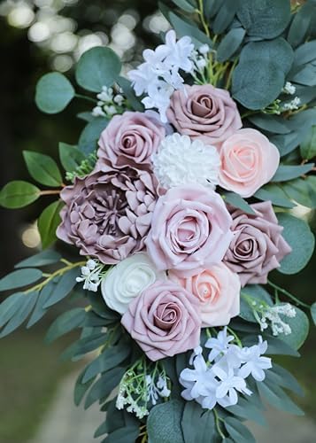 Udoula Dusty Rose Flowers Wedding Arch Swags Set of 2