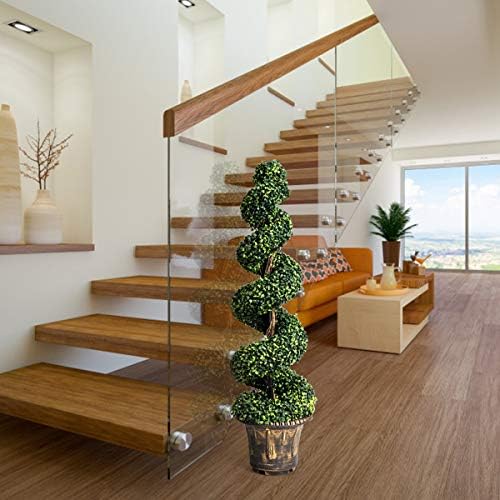 GOPLUS 4 Ft Artificial Boxwood Spiral Topiary Tree Decor