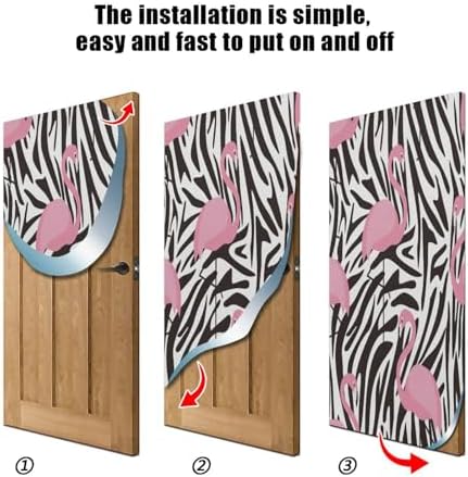 Susiyo Flamingos Zebra Halloween Door Cover 32x79 in