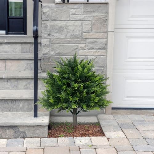 2 Pack Artificial Cypress Topiary Trees with Spike