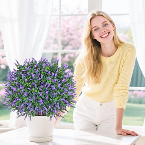 Artificial Lavender Topiary Ball Trees 2 Pack 255 Inches UV Resistant