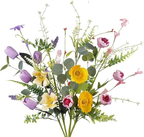 CISDUEO 4 Pcs Artificial Wildflowers Bouquet
