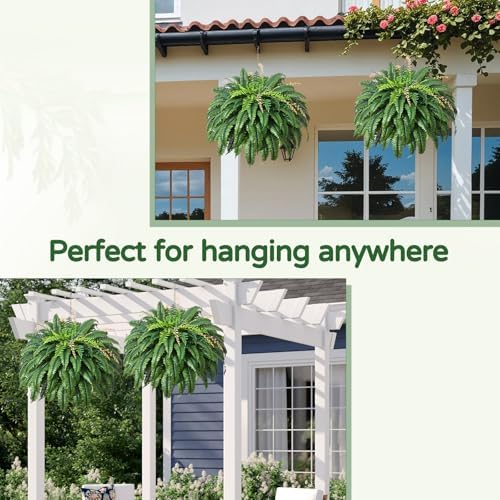 49 Inch Artificial Ferns Set of 2 128 Leaves Each UV Resistant