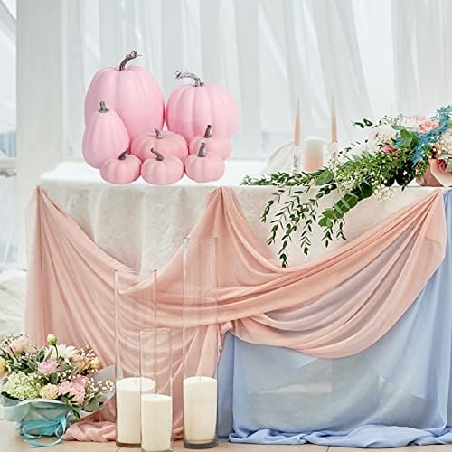 FOIMAS 8pcs Pink Artificial Pumpkins Fall Decor