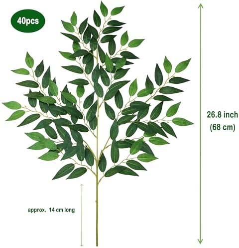 40 Pcs Italian Ruscus Artificial Greenery Stems 68cm Garland