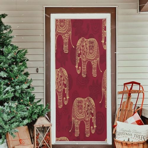 Susiyo Patterned Elephants Halloween Door Cover 32x79 in