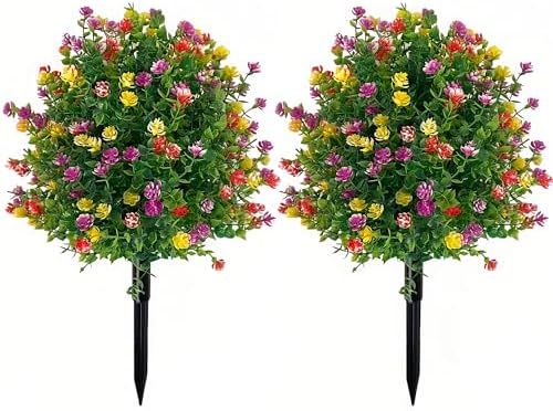 2 Pack Artificial Boxwood Topiary Trees with Spike