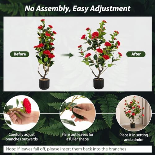 Goplus 38 Inch Artificial Camellia Tree Set of 2