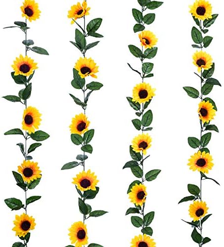 Lvydec 4 Pack Artificial Sunflower Garland
